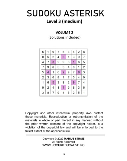 Sudoku Asterisk – medium, vol.2