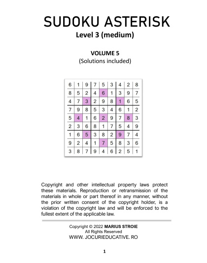 Sudoku Asterisk – medium, vol.5