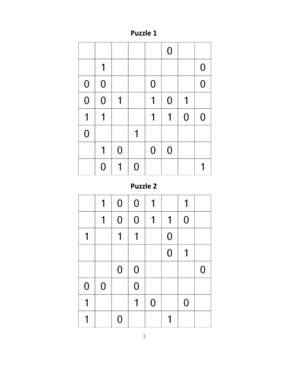 Binary Puzzles - easy, vol.3