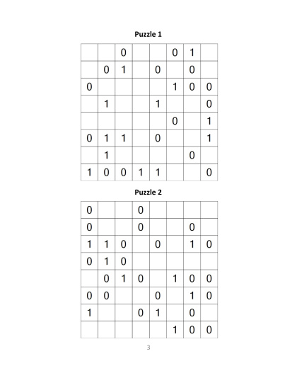 Binary Puzzles - easy, vol.4