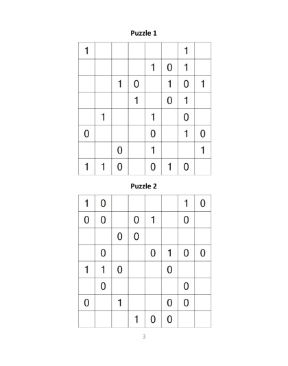 Binary Puzzles - easy, vol.5