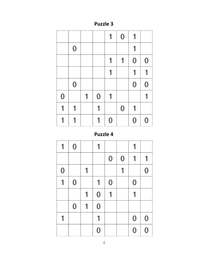 Binary Puzzles - easy, vol.3
