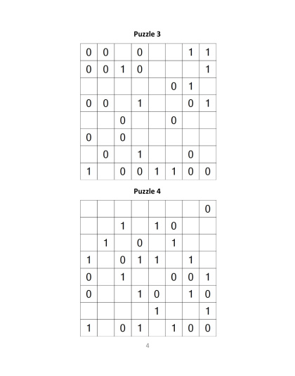 Binary Puzzles - easy, vol.5