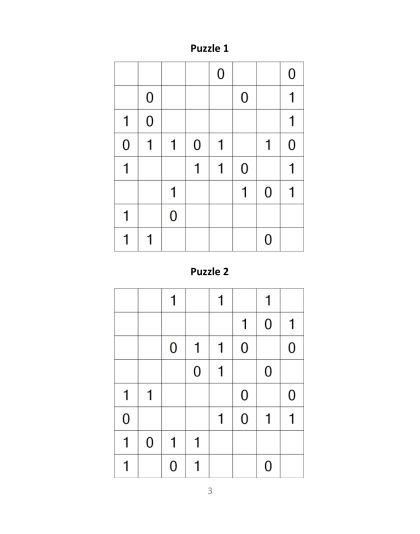 Binary Puzzles - easy, vol.6