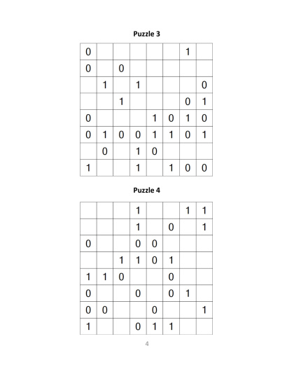 Binary Puzzles - easy, vol.9