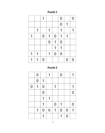 Binary Puzzles - easy, vol.11