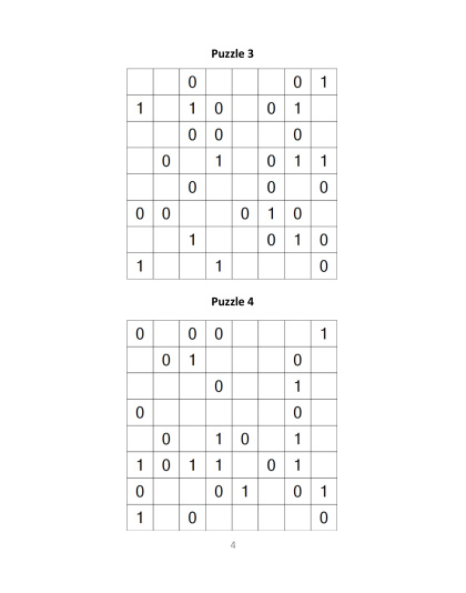 Binary Puzzles - easy, vol.11