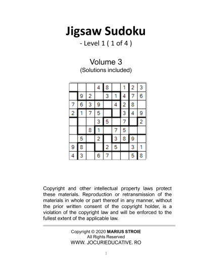 Jigsaw Sudoku easy - no.3