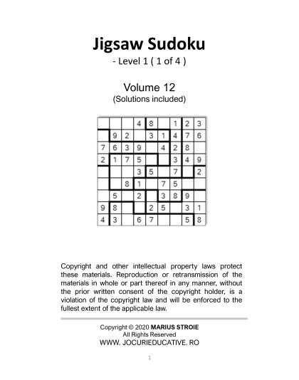 Jigsaw Sudoku easy - no.12