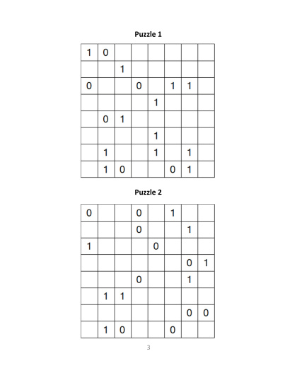 Binary Puzzles medium - vol.2