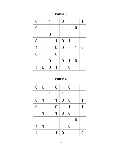 Binary Puzzles medium - vol.1