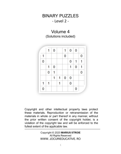 Binary Puzzles medium - vol.4