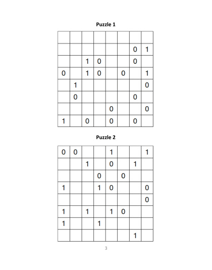 Binary Puzzles medium - vol.3