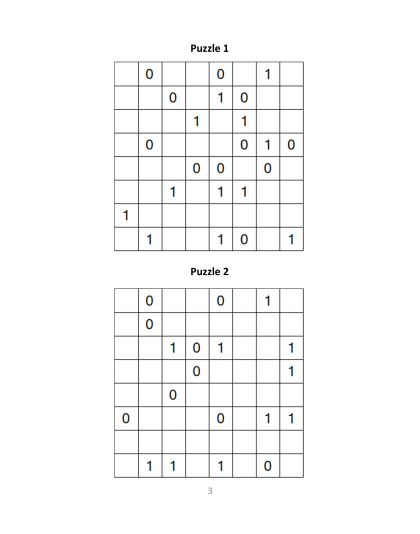 Binary Puzzles medium - vol.4