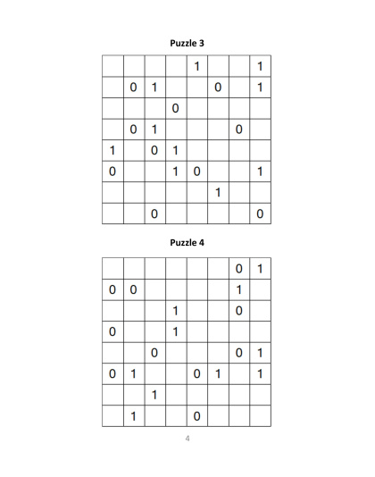Binary Puzzles medium - vol.3