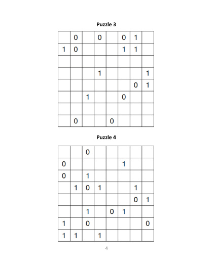 Binary Puzzles medium - vol.4