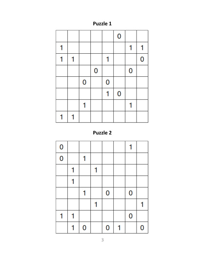 Binary Puzzles medium - vol.7