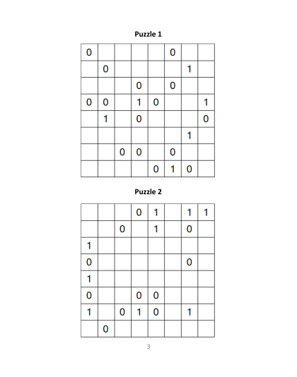 Binary Puzzles medium - vol.8