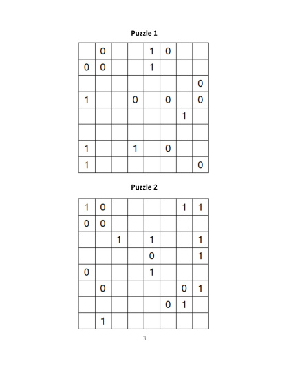 Binary Puzzles medium - vol.9