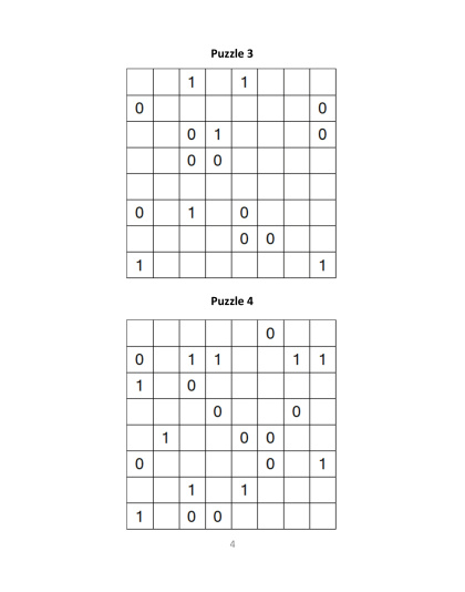 Binary Puzzles medium - vol.7