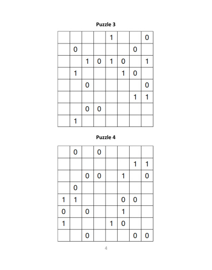 Binary Puzzles medium - vol.8