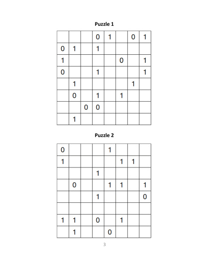 Binary Puzzles medium - vol.10