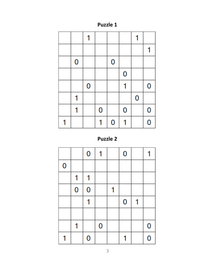 Binary Puzzles medium - vol.11