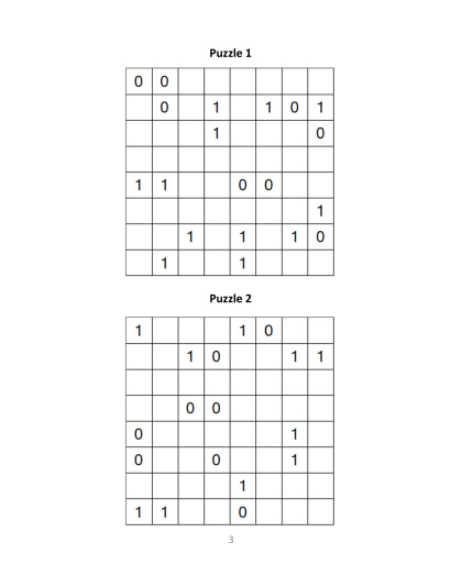 Binary Puzzles medium - vol.12