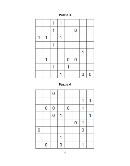 Binary Puzzles medium - vol.9