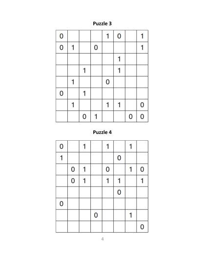 Binary Puzzles medium - vol.11