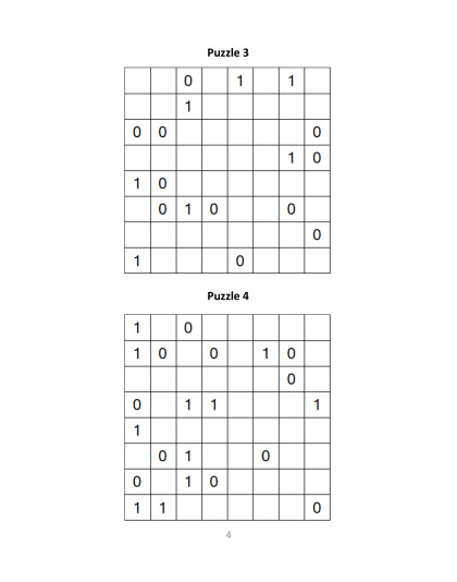 Binary Puzzles medium - vol.12