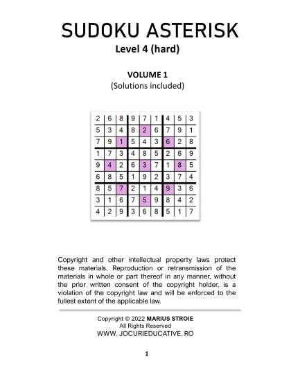 Sudoku Asterisk hard - vol. 1