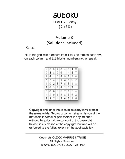 Classic Sudoku Easy vol. 3