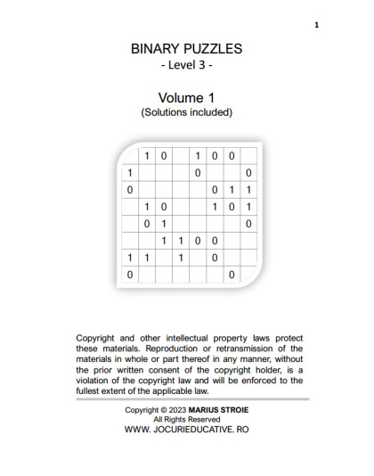 Binary Puzzles Hard vol. 1
