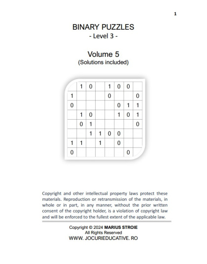 Binary Puzzles Hard vol. 5
