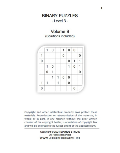 Binary Puzzles Hard vol. 9