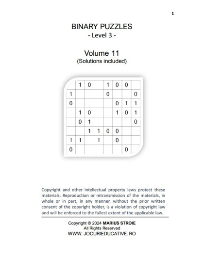 Binary Puzzles Hard vol. 11